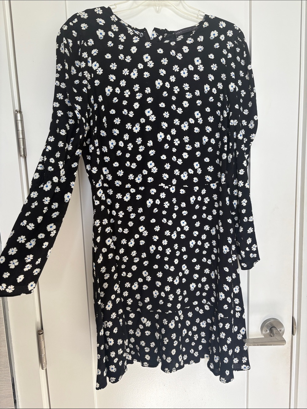 Marks & Spencer Black Long-Sleeve Dress with White Daisy Print